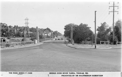 BRIDGE OVER RIVER YARRA, TOORAK, VIC, 1920–54