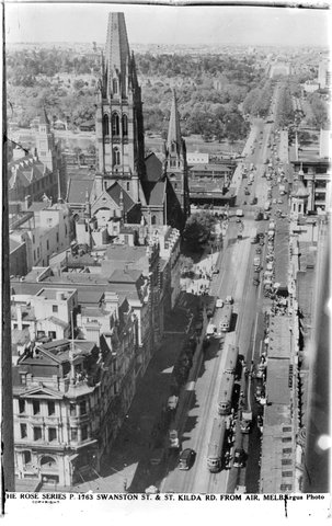 Swanston St. & St. Kilda Rd From Air, Melbourne, 1920–54