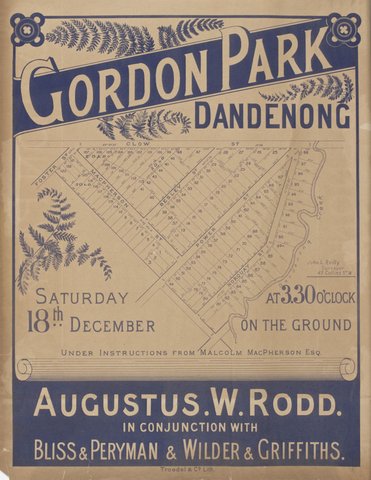 Gordon Park Dandenong [Auction notice], 1886