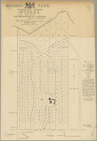 Governor's Park. Viceregal Estate, Toorak [Auction notice], 1874