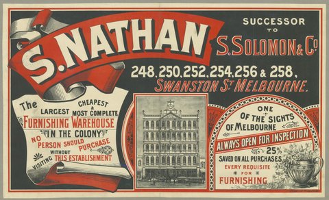 S. Nathan Furniture Warehouse, 248-258 Swanston Street, 1880–90
