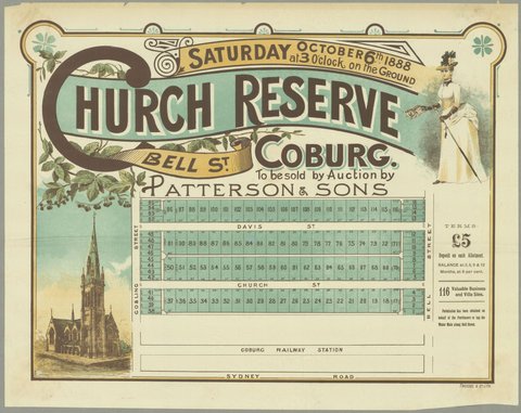 Church Reserve Bell St. Coburg. [Auction notice], 1888