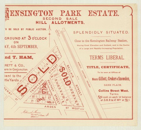Kensington Park Estate [Auction notice], 1880–90