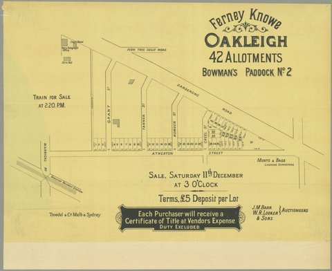 Ferney Knowe Oakleigh [Auction notice], 1886