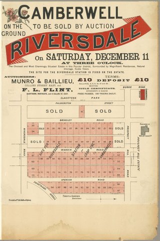 Camberwell to be sold by auction, Riversdale [Auction notice], 1886