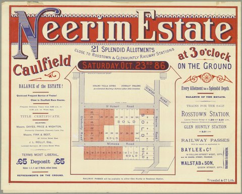 Neerim Estate, Caulfield [Auction notice], 1886