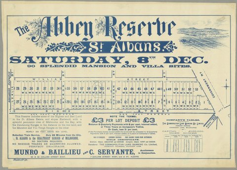 The Abbey Reserve St. Albans: Splendid Mansion and Villa Sites, 1880–90